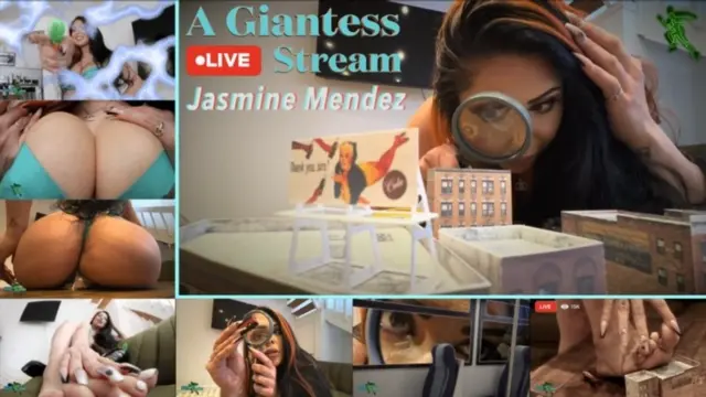 Poster: A Giantess Live Stream Featuring Jasmine Mendez - SIZEplay Productions Poster: A Giantess Live Stream Featuring Jasmine Mendez - SIZEplay Productions